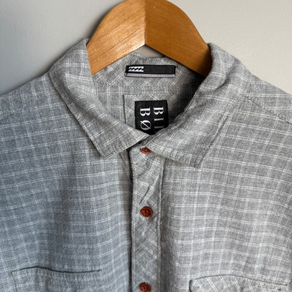 Billabong Men's Light Flannel Cotton Button Up Long‎ Sleeve Shirt Gray Large - Picture 6 of 15